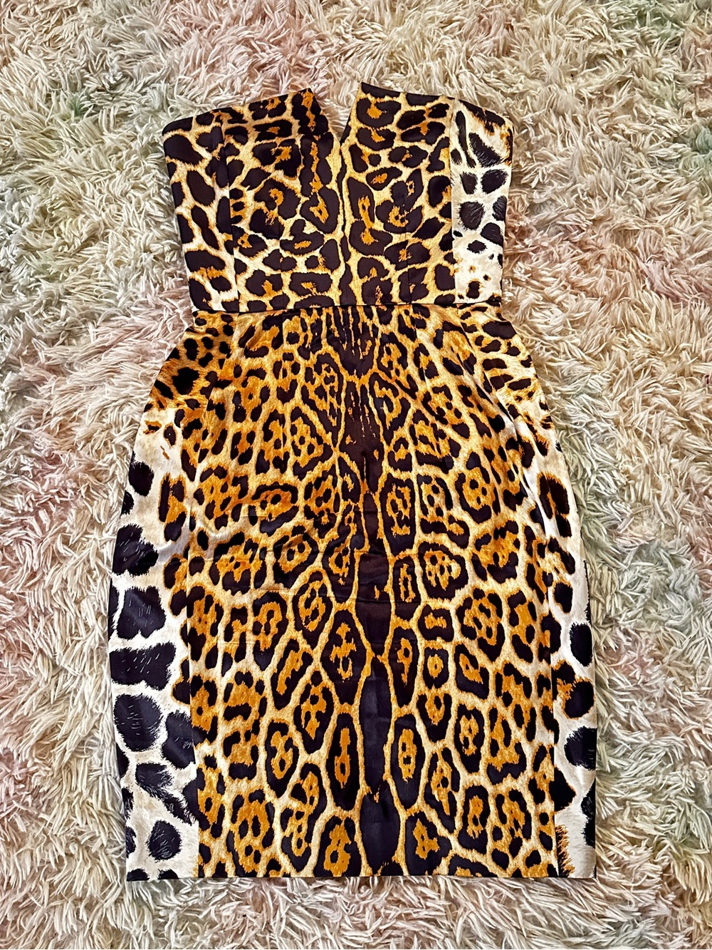 Yves Saint Laurent Vintage Leopard Print Strapless Dress Size 38 - Picture 5 of 16